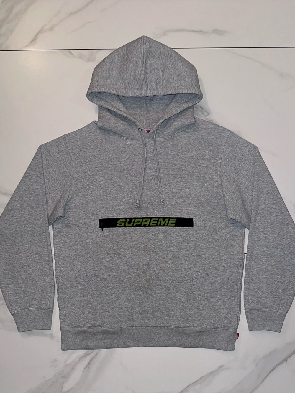 Supreme Zip Pouch Hooded Sweatshirt Heather Grey Medium